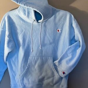 Champion Sky Blue Hoodie with Logo
